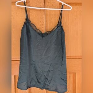 Dark green satin sleep set (shorts and tank top)